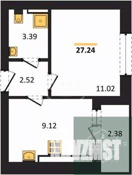 1-к квартира, вторичка, 27м2, 3/9 этаж