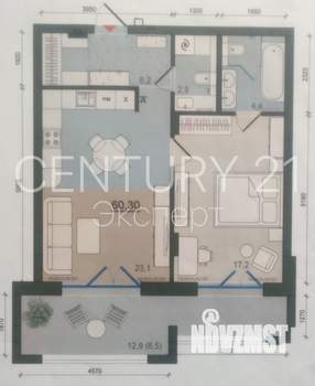 1-к квартира, вторичка, 60м2, 7/9 этаж