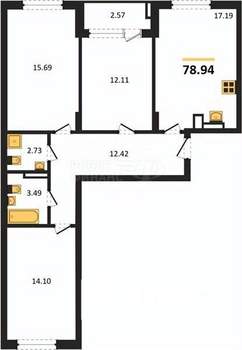 1-к квартира, вторичка, 36м2, 6/9 этаж