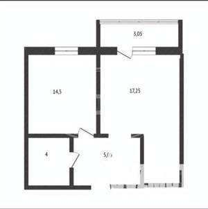 1-к квартира, вторичка, 43м2, 9/12 этаж