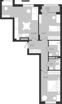 2-к квартира, вторичка, 67м2, 2/9 этаж
