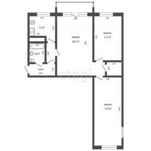 3-к квартира, вторичка, 58м2, 4/5 этаж
