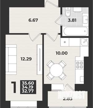 1-к квартира, вторичка, 36м2, 2/9 этаж