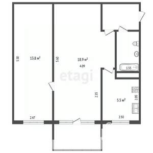 2-к квартира, вторичка, 44м2, 5/5 этаж