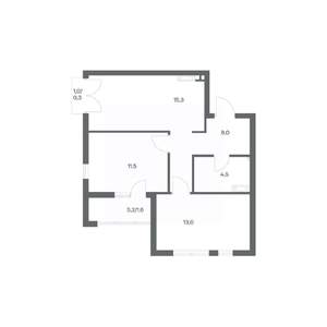 2-к квартира, строящийся дом, 54м2, 8/18 этаж