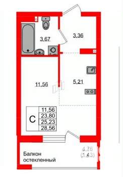 Студия квартира, вторичка, 25м2, 9/11 этаж