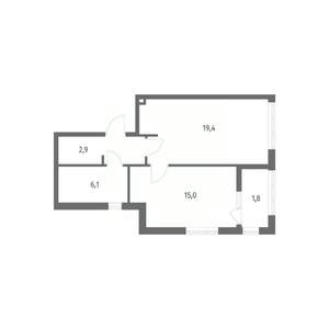 1-к квартира, вторичка, 48м2, 3/8 этаж