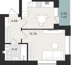 1-к квартира, вторичка, 35м2, 4/9 этаж