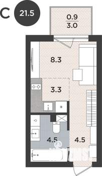 Студия квартира, вторичка, 22м2, 1/9 этаж