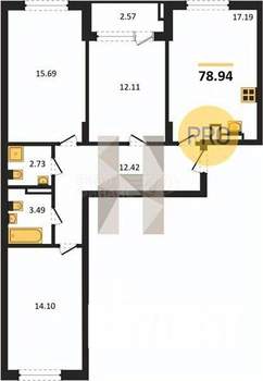 3-к квартира, вторичка, 78м2, 5/9 этаж