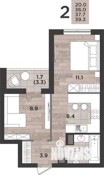 2-к квартира, вторичка, 38м2, 2/14 этаж