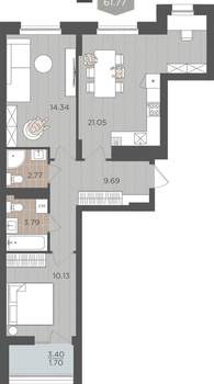 Студия квартира, вторичка, 63м2, 8/9 этаж