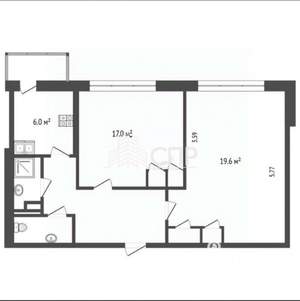 2-к квартира, вторичка, 49м2, 6/9 этаж