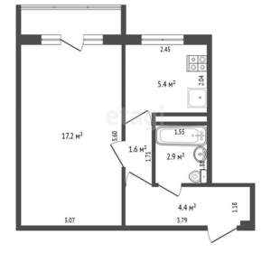 1-к квартира, вторичка, 32м2, 4/5 этаж