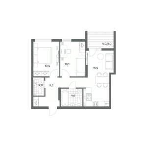 2-к квартира, вторичка, 54м2, 8/18 этаж