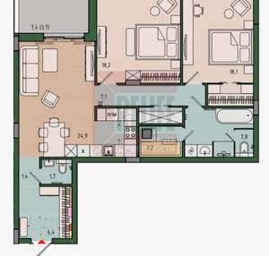 2-к квартира, вторичка, 92м2, 5/13 этаж