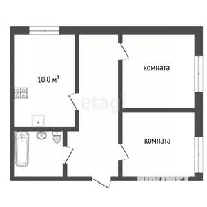 2-к квартира, вторичка, 53м2, 2/10 этаж