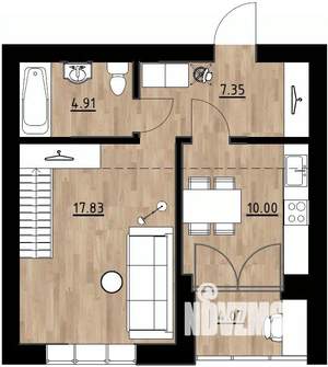 1-к квартира, строящийся дом, 61м2, 4/4 этаж