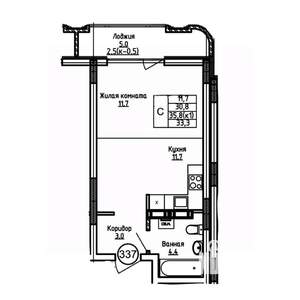 Студия квартира, вторичка, 33м2, 7/9 этаж