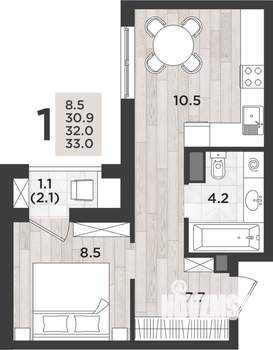 1-к квартира, вторичка, 32м2, 4/12 этаж