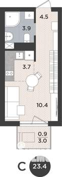 Студия квартира, вторичка, 23м2, 9/9 этаж