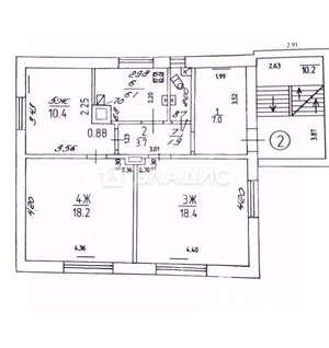 3-к квартира, вторичка, 66м2, 2/3 этаж