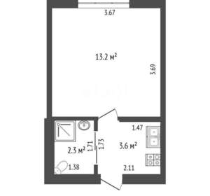 1-к квартира, вторичка, 20м2, 3/5 этаж