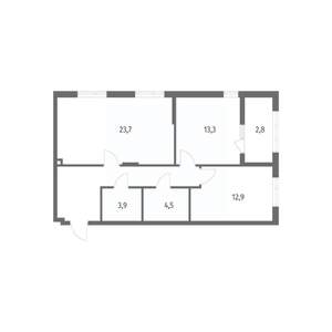 2-к квартира, строящийся дом, 74м2, 1/8 этаж