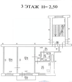 2-к квартира, вторичка, 44м2, 3/5 этаж
