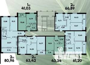 2-к квартира, сданный дом, 63м2, 14/17 этаж
