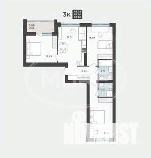 3-к квартира, вторичка, 80м2, 2/9 этаж