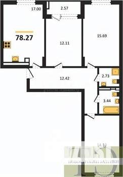 3-к квартира, вторичка, 78м2, 7/9 этаж