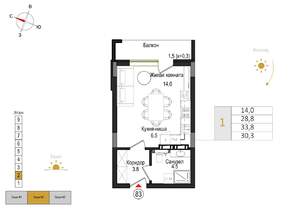 Студия квартира, вторичка, 30м2, 2/9 этаж