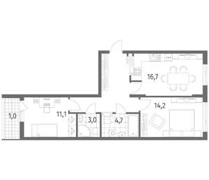 2-к квартира, вторичка, 63м2, 8/8 этаж