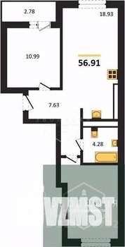 2-к квартира, вторичка, 57м2, 7/9 этаж
