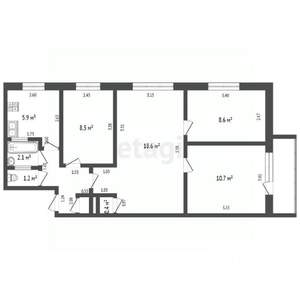 3-к квартира, вторичка, 65м2, 2/5 этаж