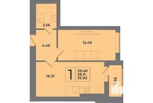 1-к квартира, вторичка, 39м2, 3/8 этаж
