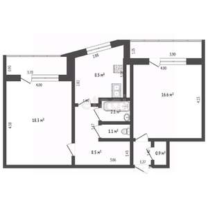 2-к квартира, вторичка, 56м2, 6/10 этаж