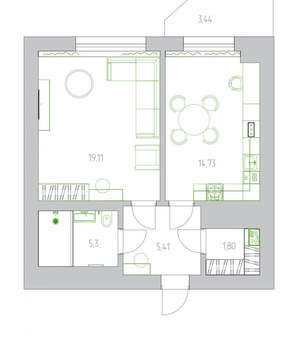 1-к квартира, вторичка, 47м2, 9/12 этаж