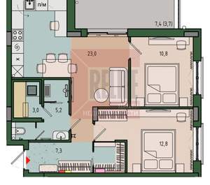 2-к квартира, вторичка, 66м2, 9/13 этаж