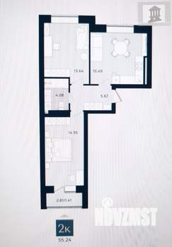 2-к квартира, вторичка, 55м2, 1/9 этаж