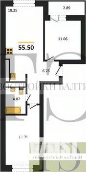2-к квартира, вторичка, 56м2, 6/9 этаж