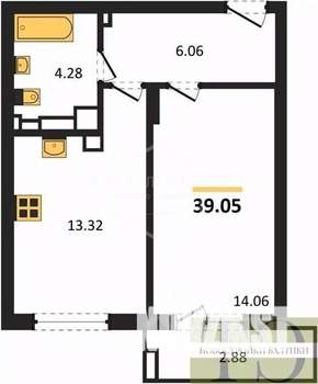 1-к квартира, вторичка, 39м2, 7/9 этаж
