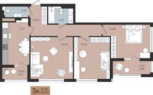3-к квартира, вторичка, 91м2, 5/10 этаж