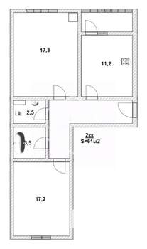 2-к квартира, вторичка, 61м2, 2/9 этаж