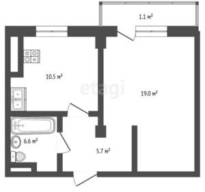 1-к квартира, вторичка, 40м2, 4/10 этаж