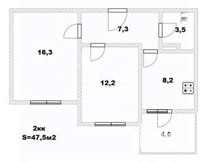 2-к квартира, вторичка, 48м2, 5/5 этаж
