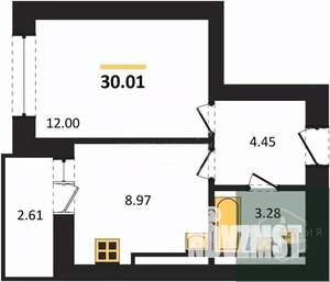 1-к квартира, вторичка, 30м2, 8/9 этаж