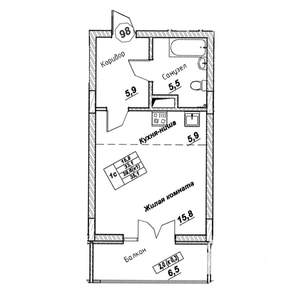Студия квартира, вторичка, 35м2, 6/7 этаж