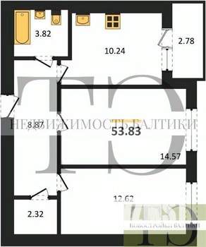 2-к квартира, вторичка, 54м2, 4/9 этаж